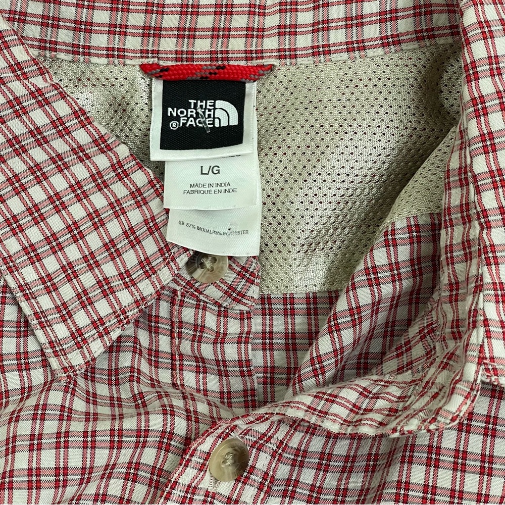 The North Face Men's Burgundy Checkered Modal Blend Large Shirt - Picture 5 of 12